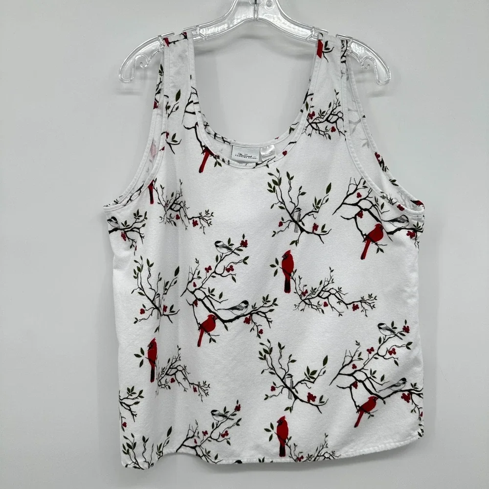 Vermont County Store Flannel Pajamas Size XL 1X‎ Birds 3 Piece Set Snow Cardinal
